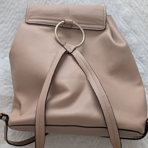 Zara Elegant Tan Faux Leather Backpack - Picture 4 of 4